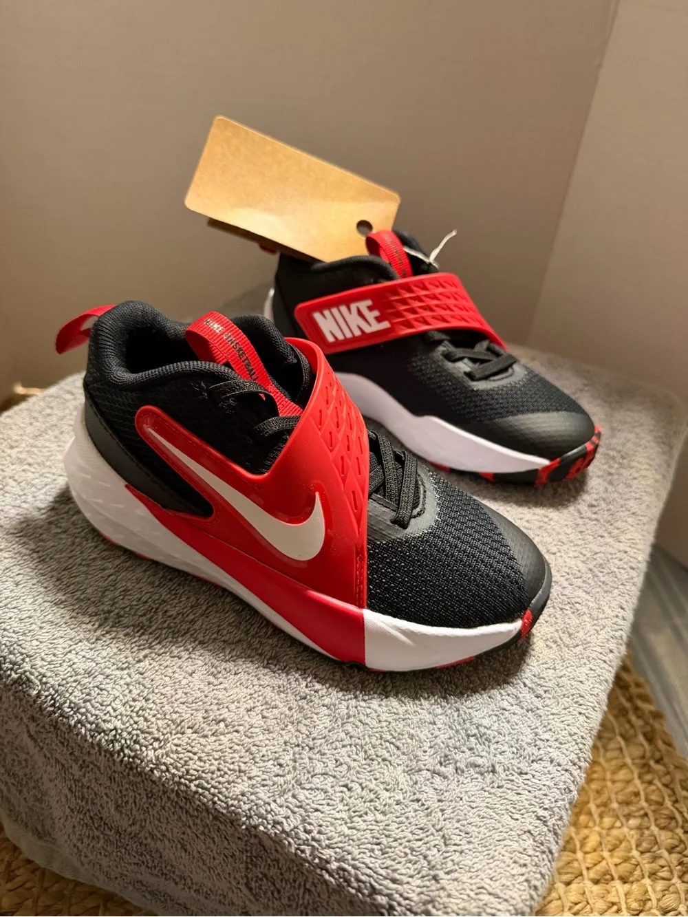 Synthetic Mesh Nike Team Hustle D 12 (PS) Black Red Sneakers Size 12C